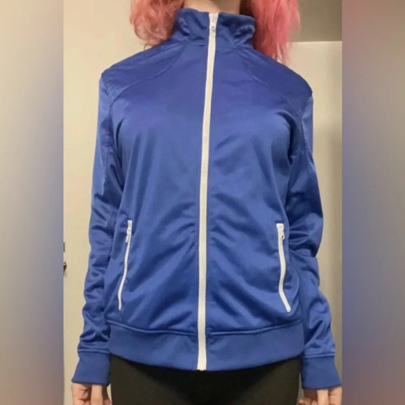 AMERICAN RAG track zip up mesh lined jacket long sleeve blue white NEW size S - Picture 1 of 11